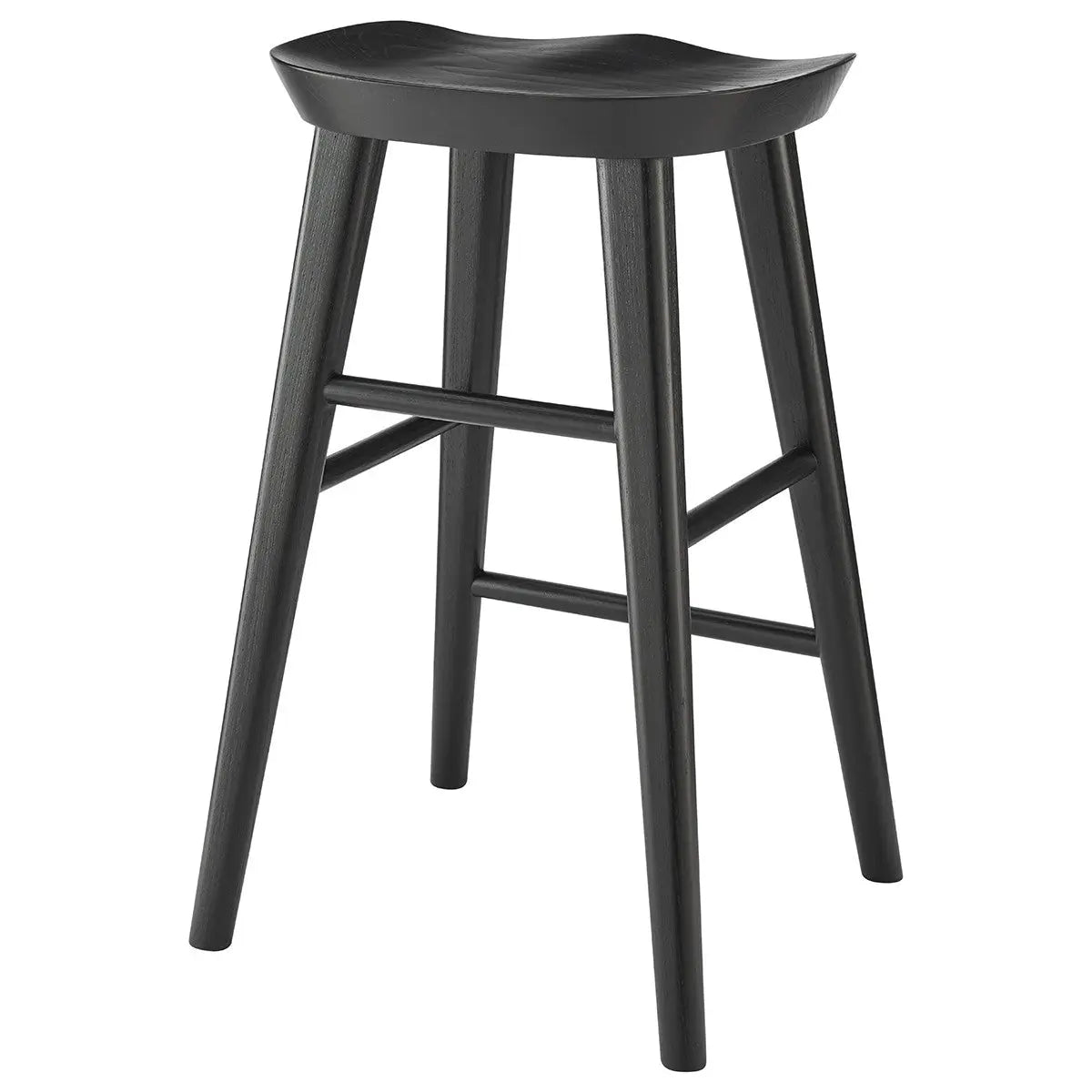 25" Black Solid Wood Backless Counter Height Bar Chair Homeroots Living Room