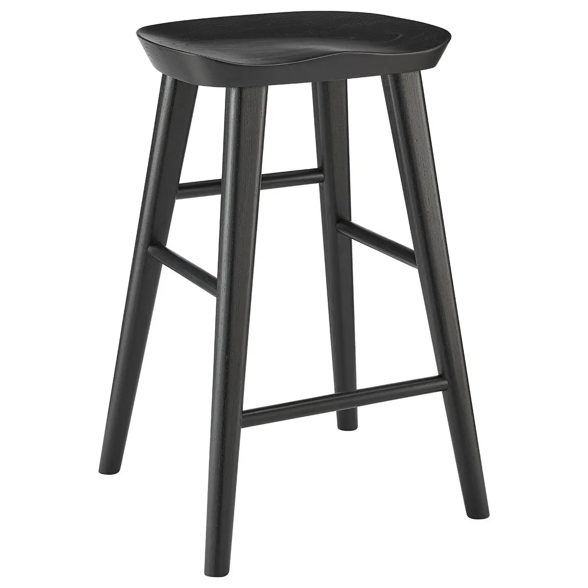 25" Black Solid Wood Backless Counter Height Bar Chair Homeroots Living Room