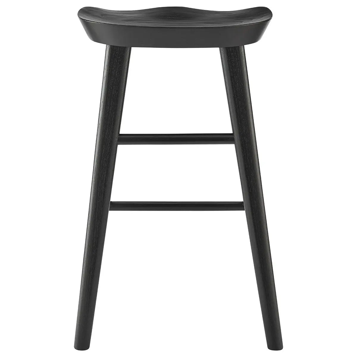 25" Black Solid Wood Backless Counter Height Bar Chair Homeroots Living Room