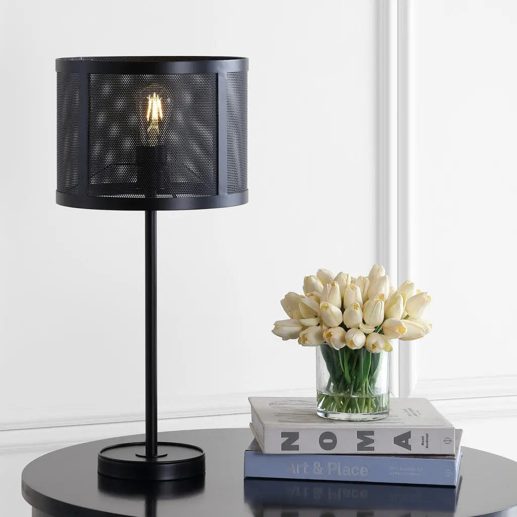 25" Black Table Lamp With Globe Shade Homeroots Lighting