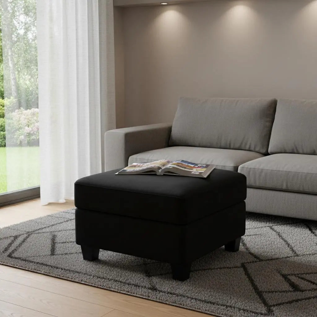 25" Black Velvet Storage Ottoman Homeroots Living Room