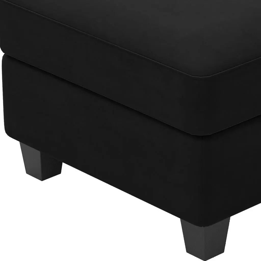 25" Black Velvet Storage Ottoman Homeroots Living Room
