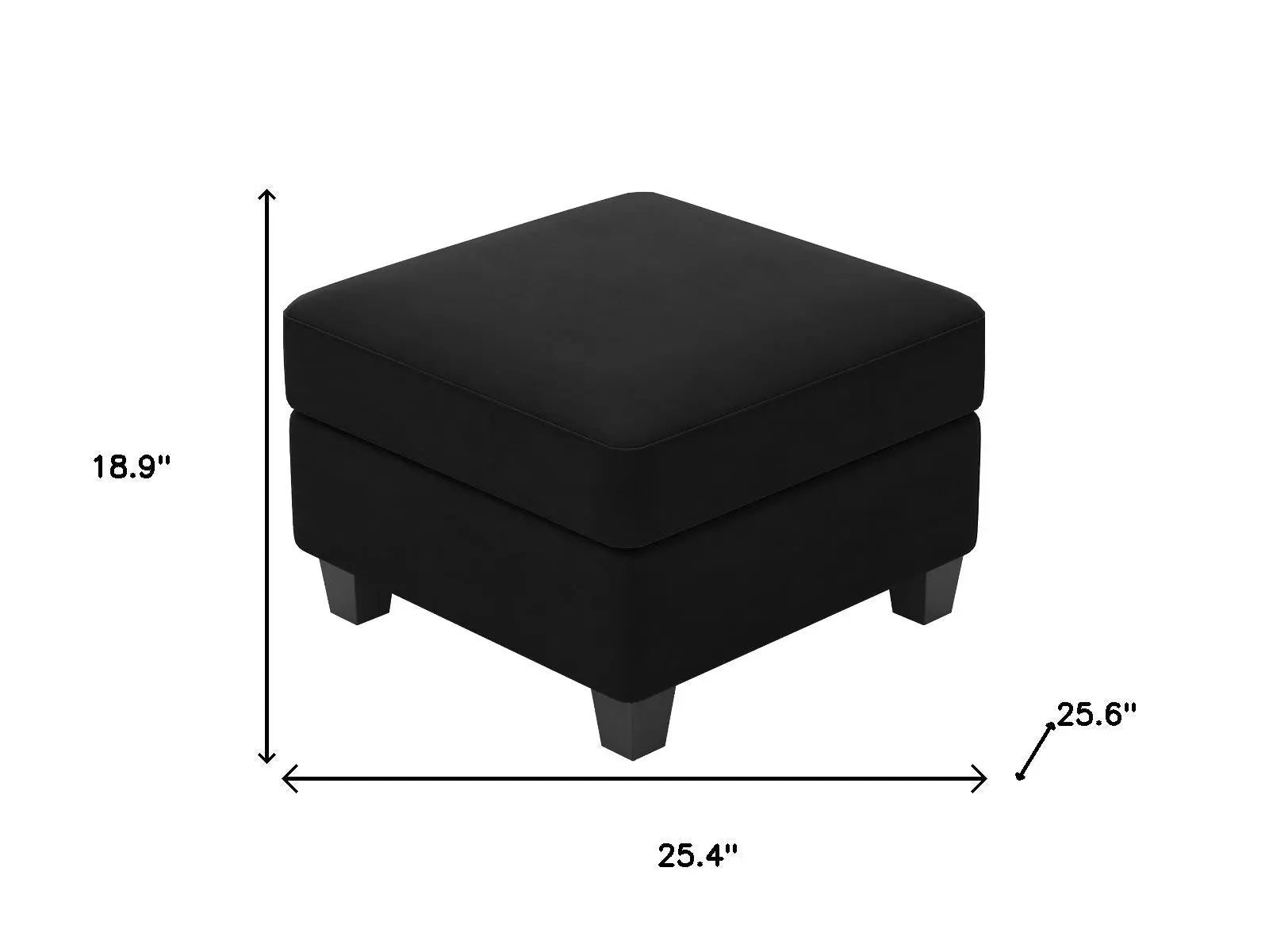 25" Black Velvet Storage Ottoman Homeroots Living Room