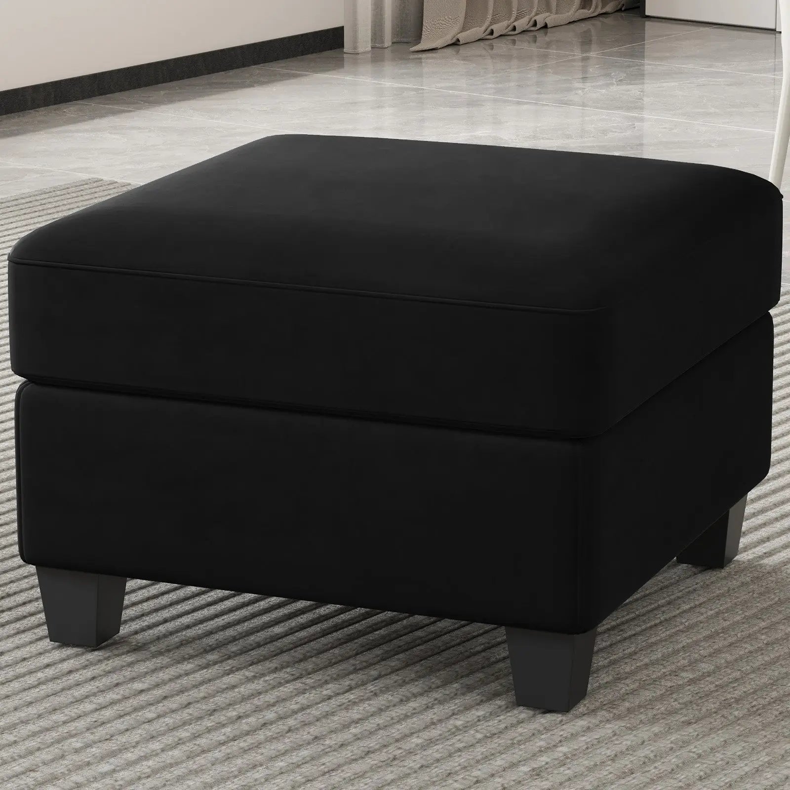 25" Black Velvet Storage Ottoman Homeroots Living Room