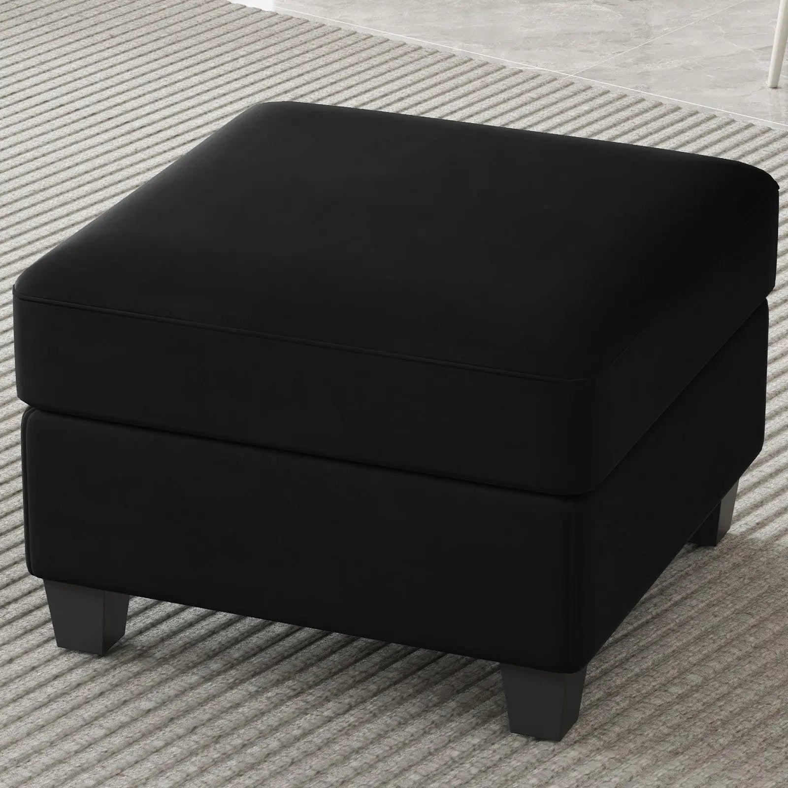 25" Black Velvet Storage Ottoman Homeroots Living Room