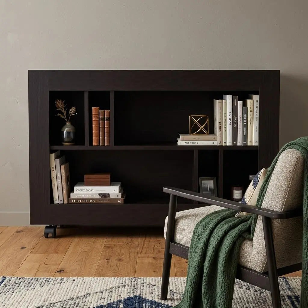 25" Black Wood Five Tier Bookcase Homeroots Office