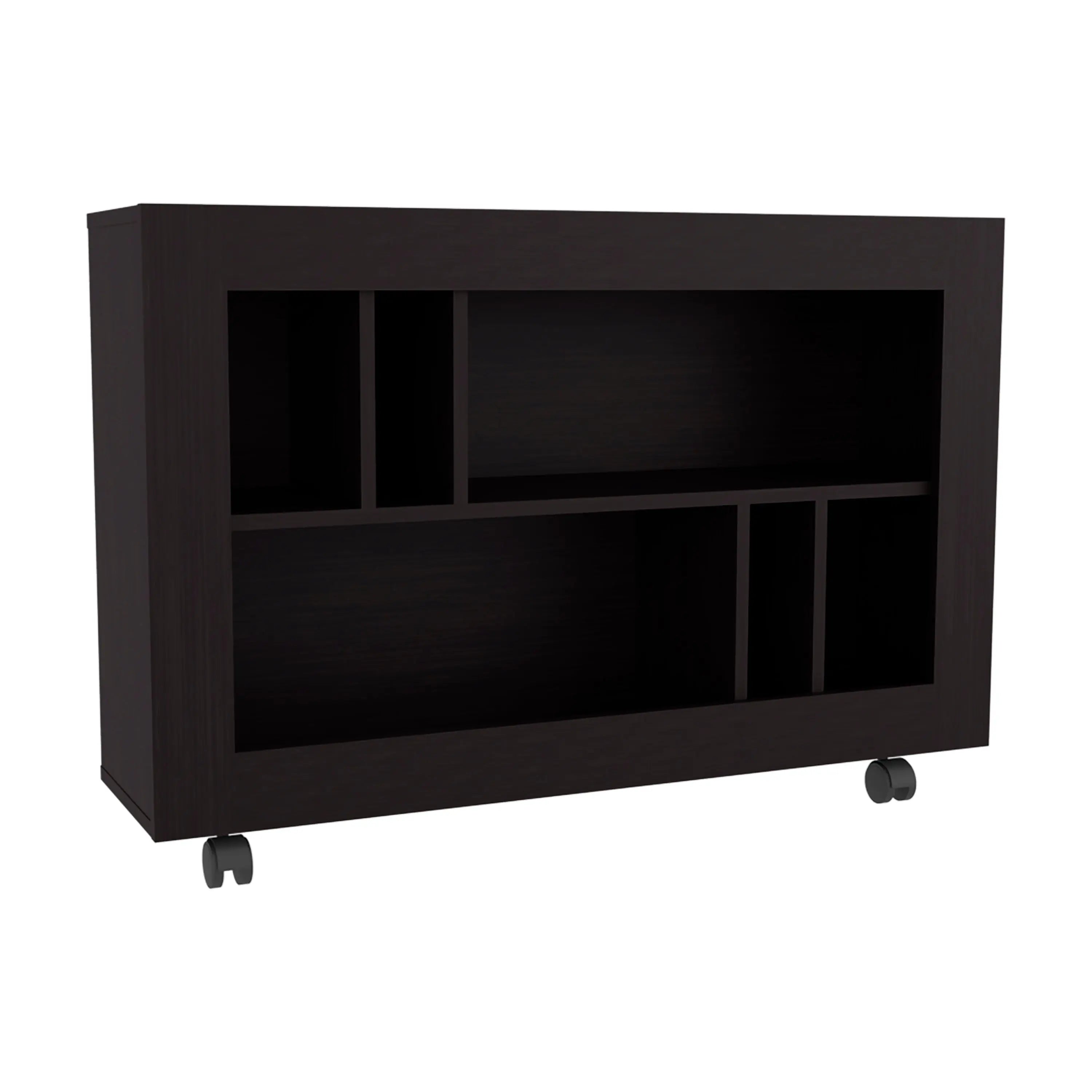25" Black Wood Five Tier Bookcase Homeroots Office