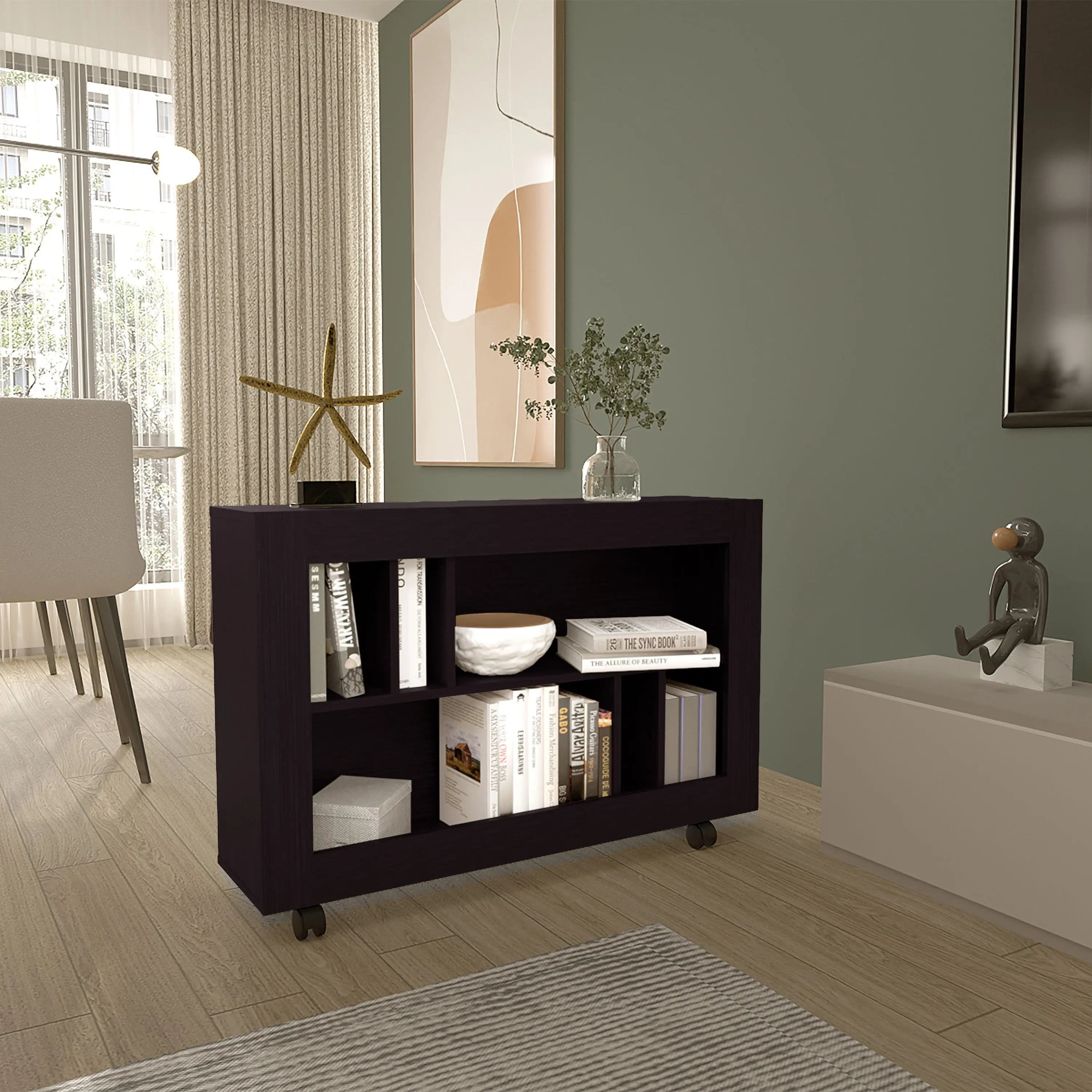 25" Black Wood Five Tier Bookcase Homeroots Office