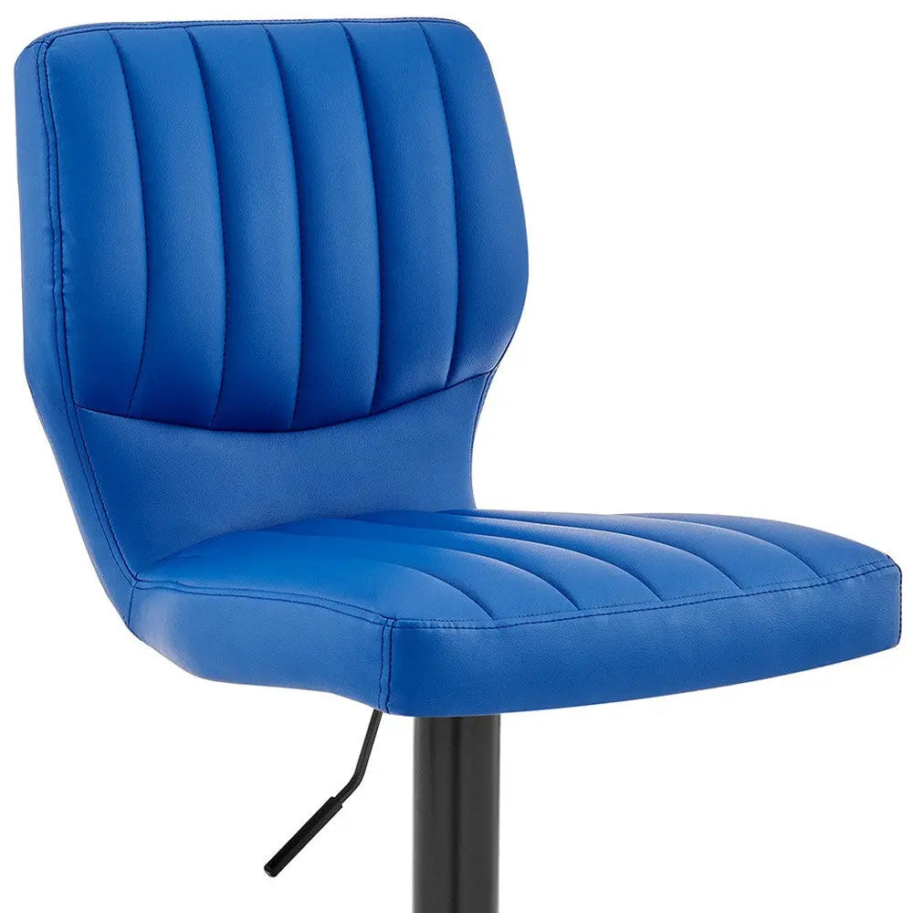 25" Blue And Black Iron Swivel Adjustable Height Bar Chair Homeroots Living Room