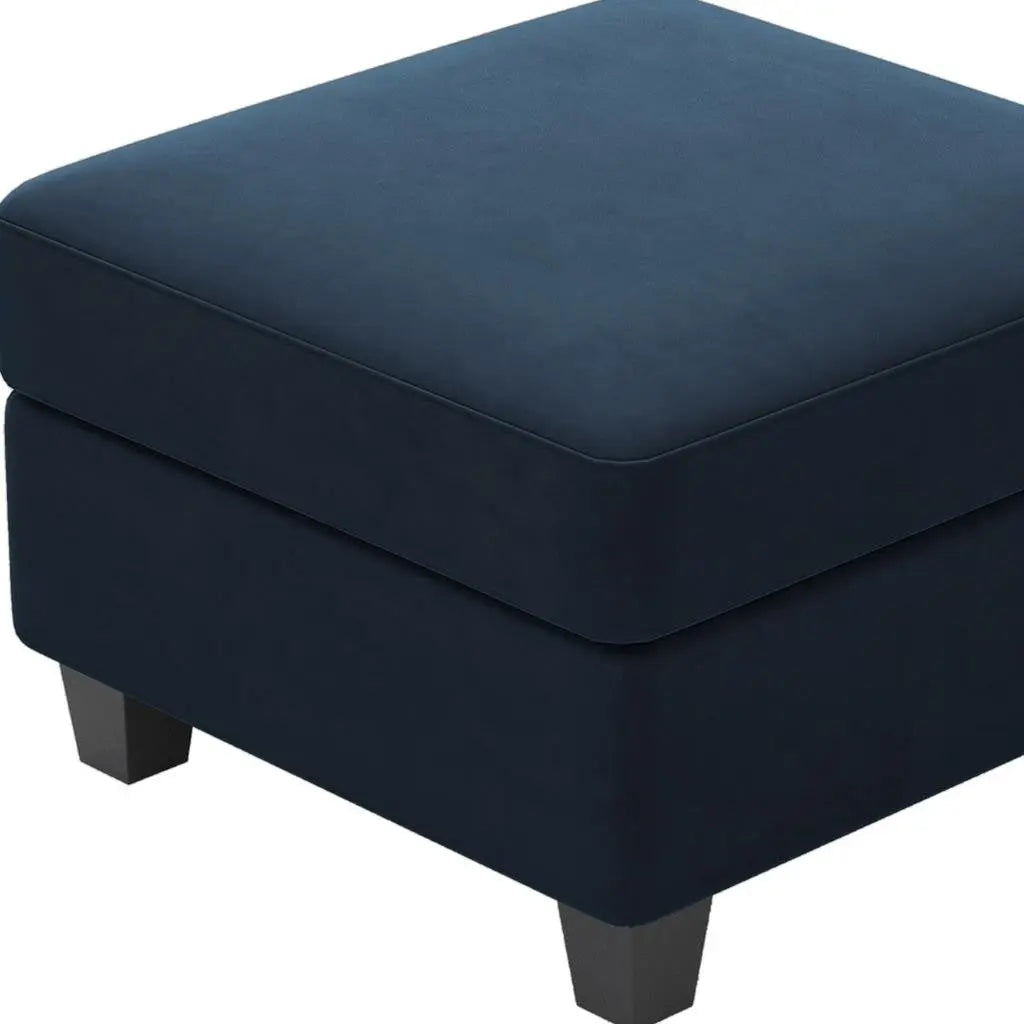 25" Blue and Black Velvet Storage Ottoman Homeroots Living Room