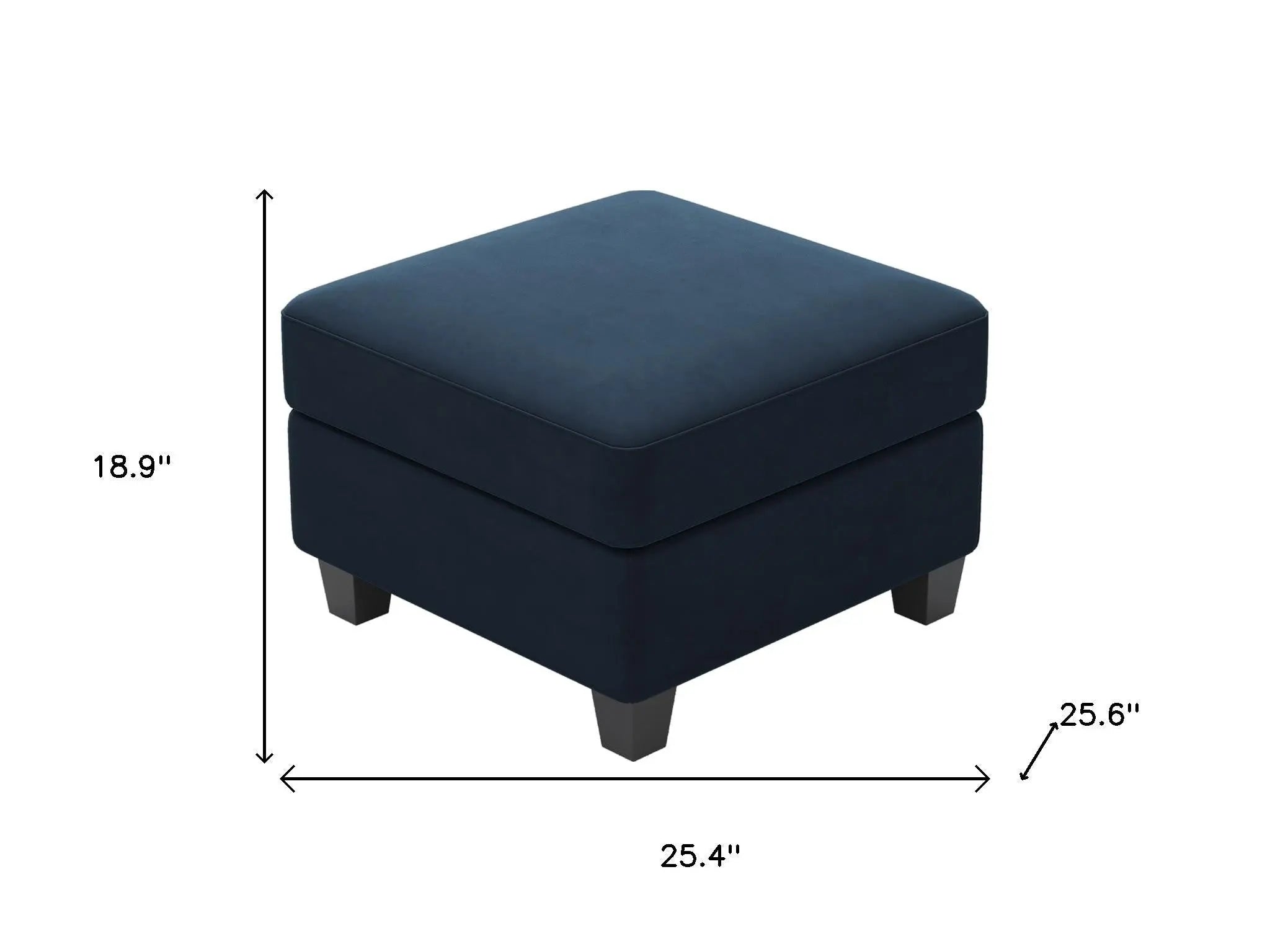 25" Blue and Black Velvet Storage Ottoman Homeroots Living Room