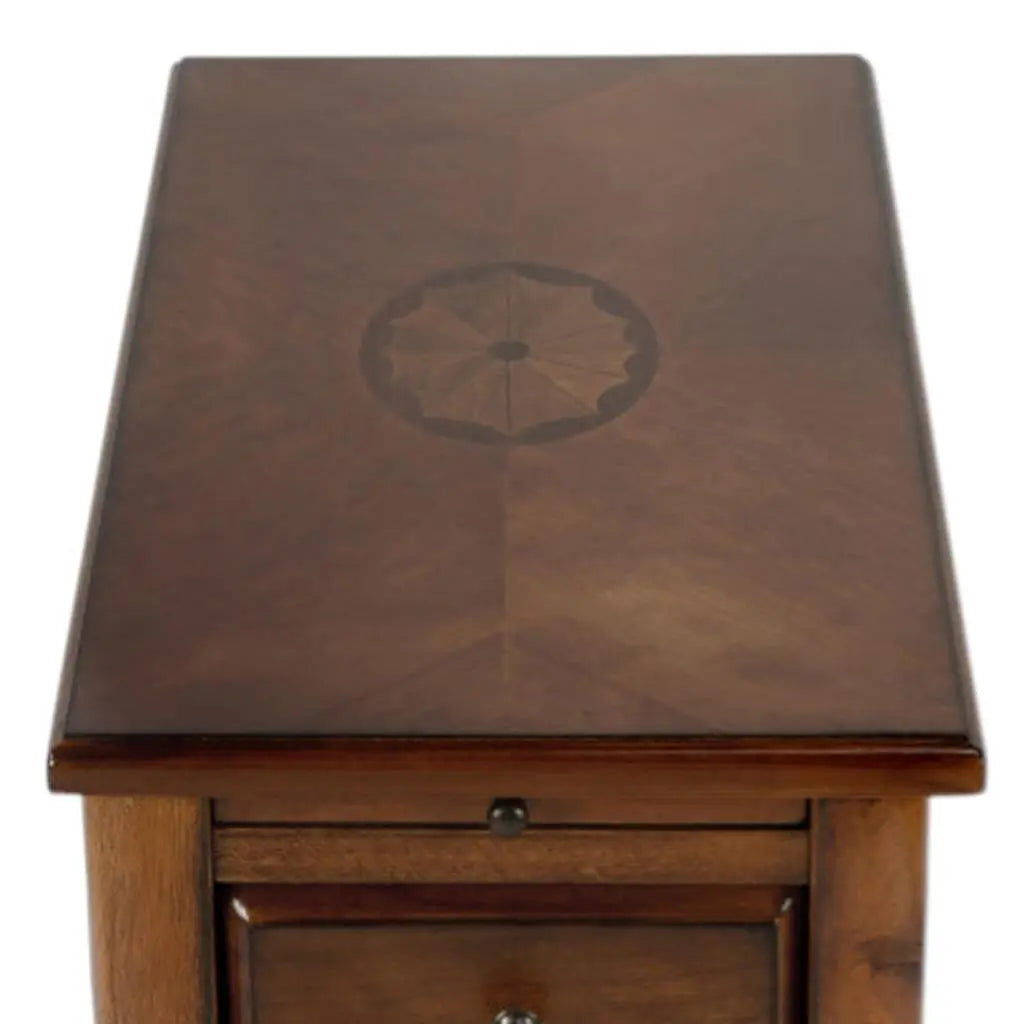 25" Brown Solid And Manufactured Wood Rectangular End Table With Drawer Homeroots Living Room