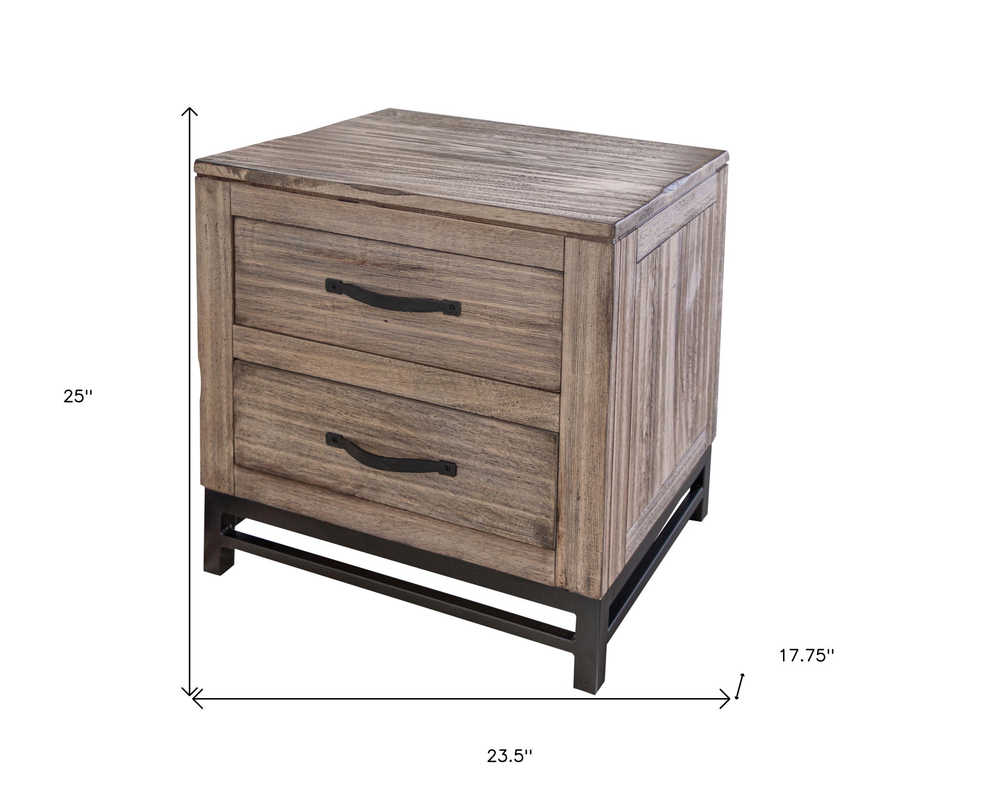 25" Brown Solid Wood Two Drawer Nightstand Homeroots Bed & Bath