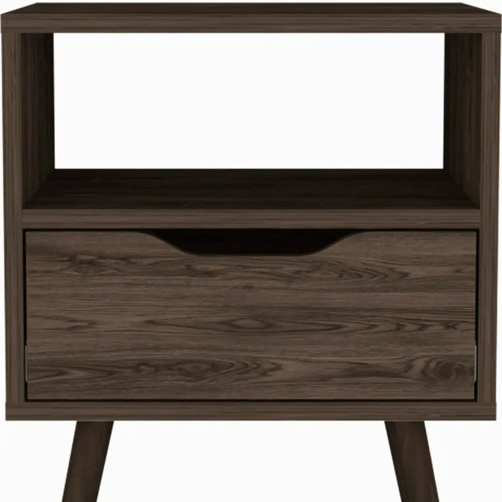 25" Brown Wood One Drawer Nightstand Homeroots Bed & Bath