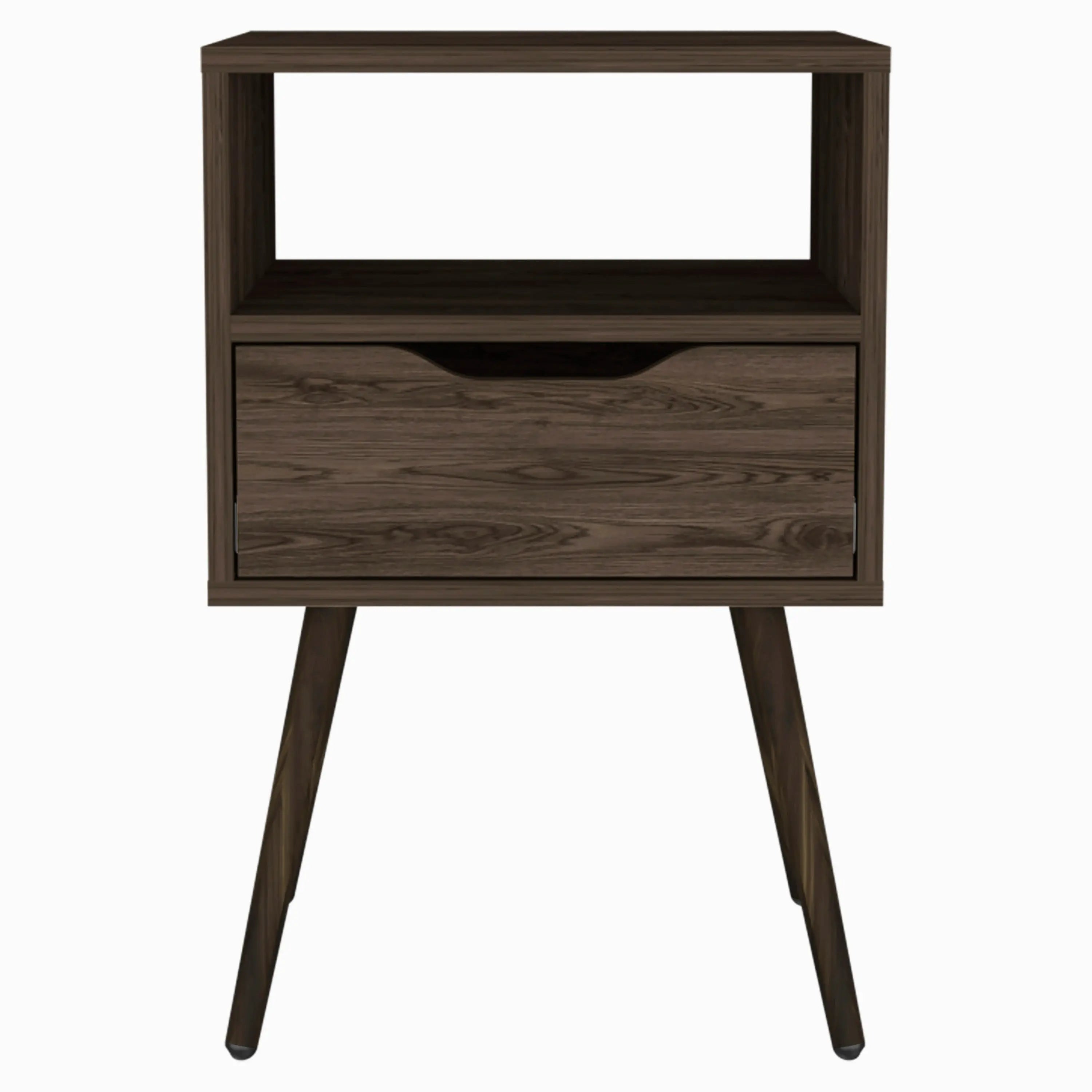 25" Brown Wood One Drawer Nightstand Homeroots Bed & Bath