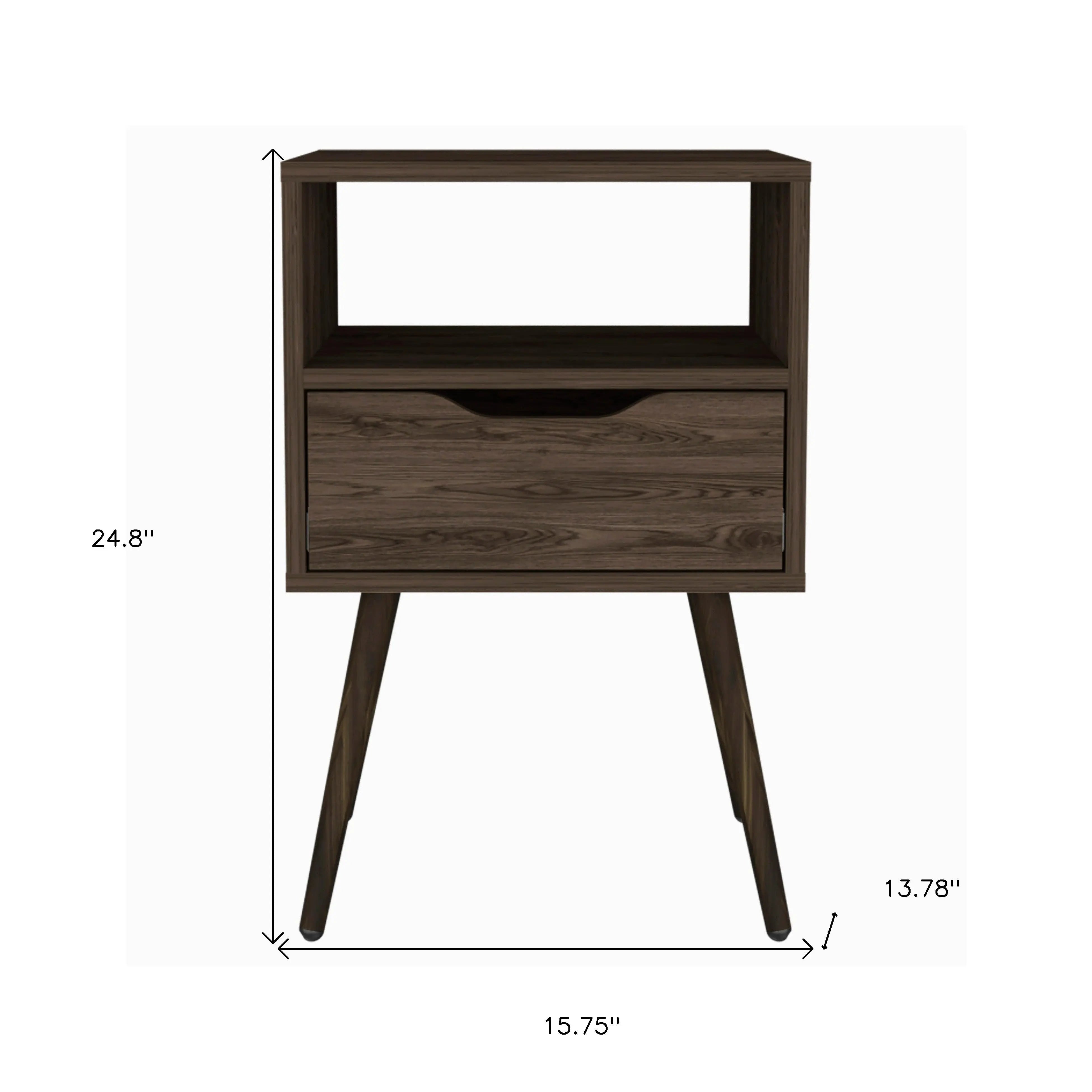 25" Brown Wood One Drawer Nightstand Homeroots Bed & Bath
