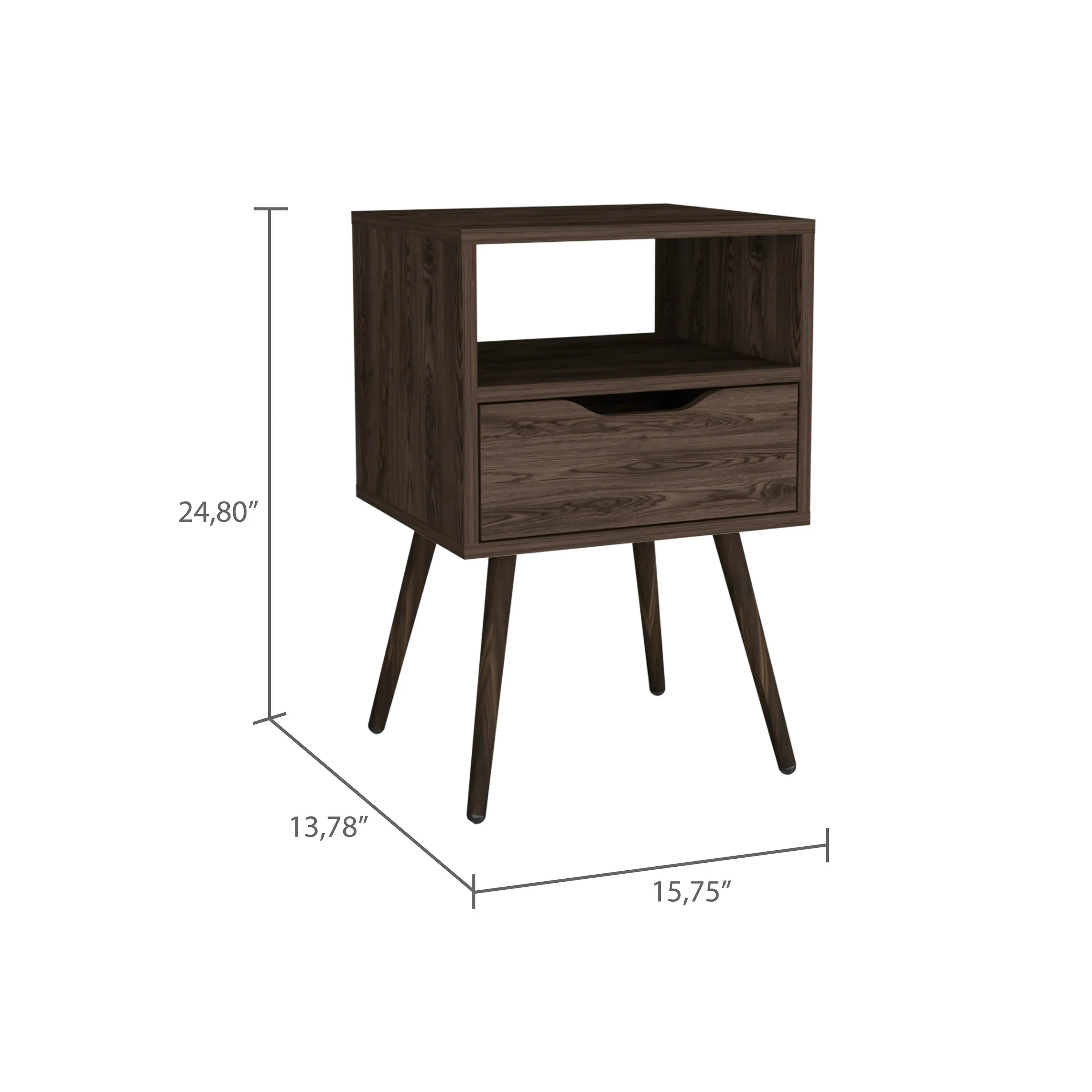 25" Brown Wood One Drawer Nightstand Homeroots Bed & Bath