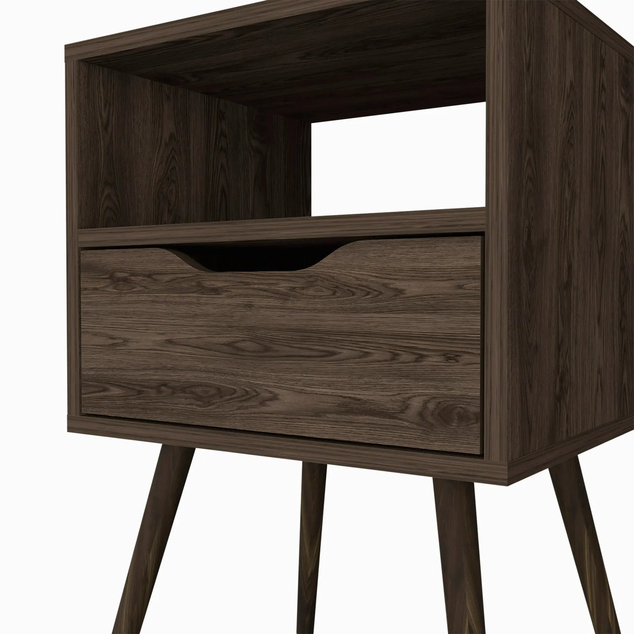 25" Brown Wood One Drawer Nightstand Homeroots Bed & Bath
