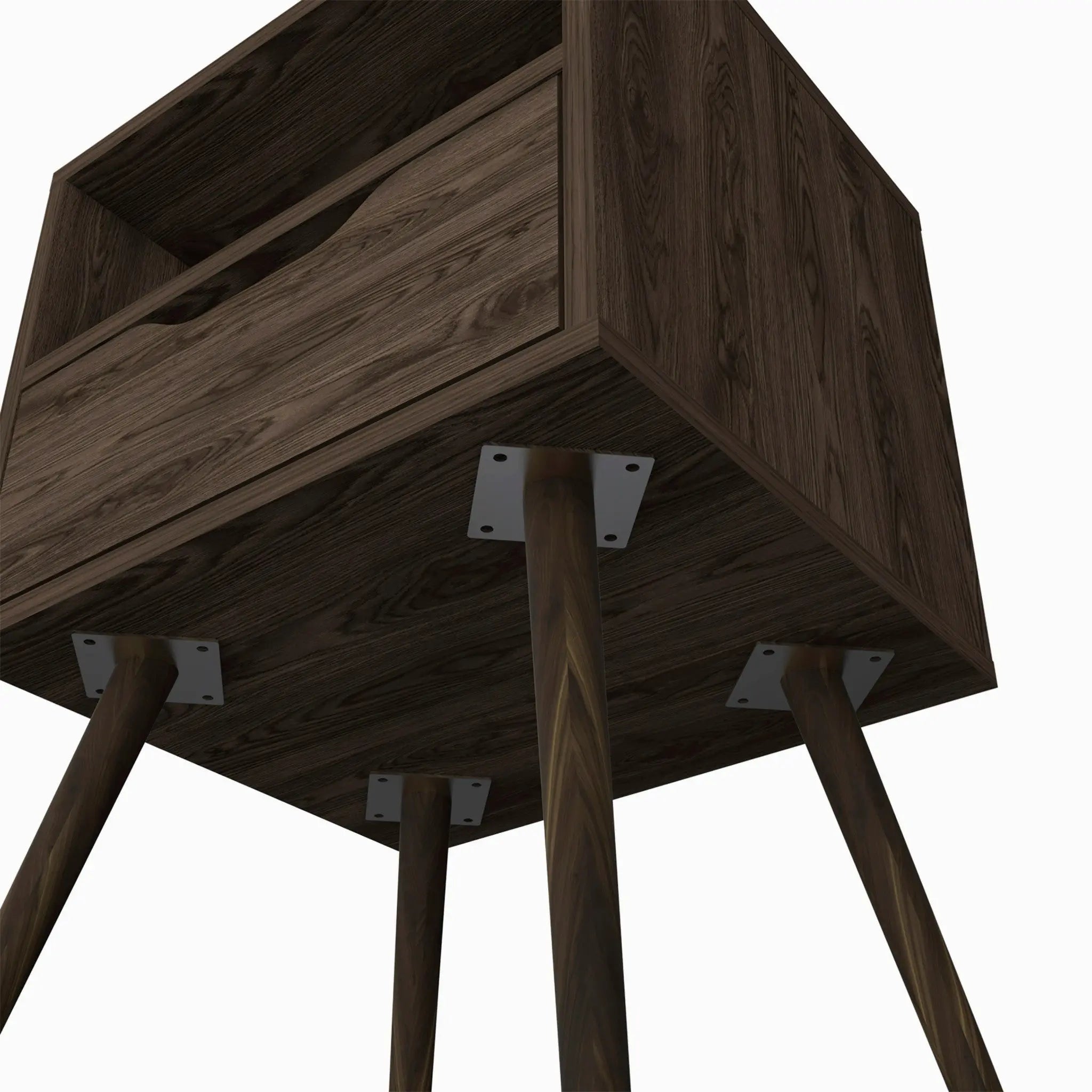 25" Brown Wood One Drawer Nightstand Homeroots Bed & Bath