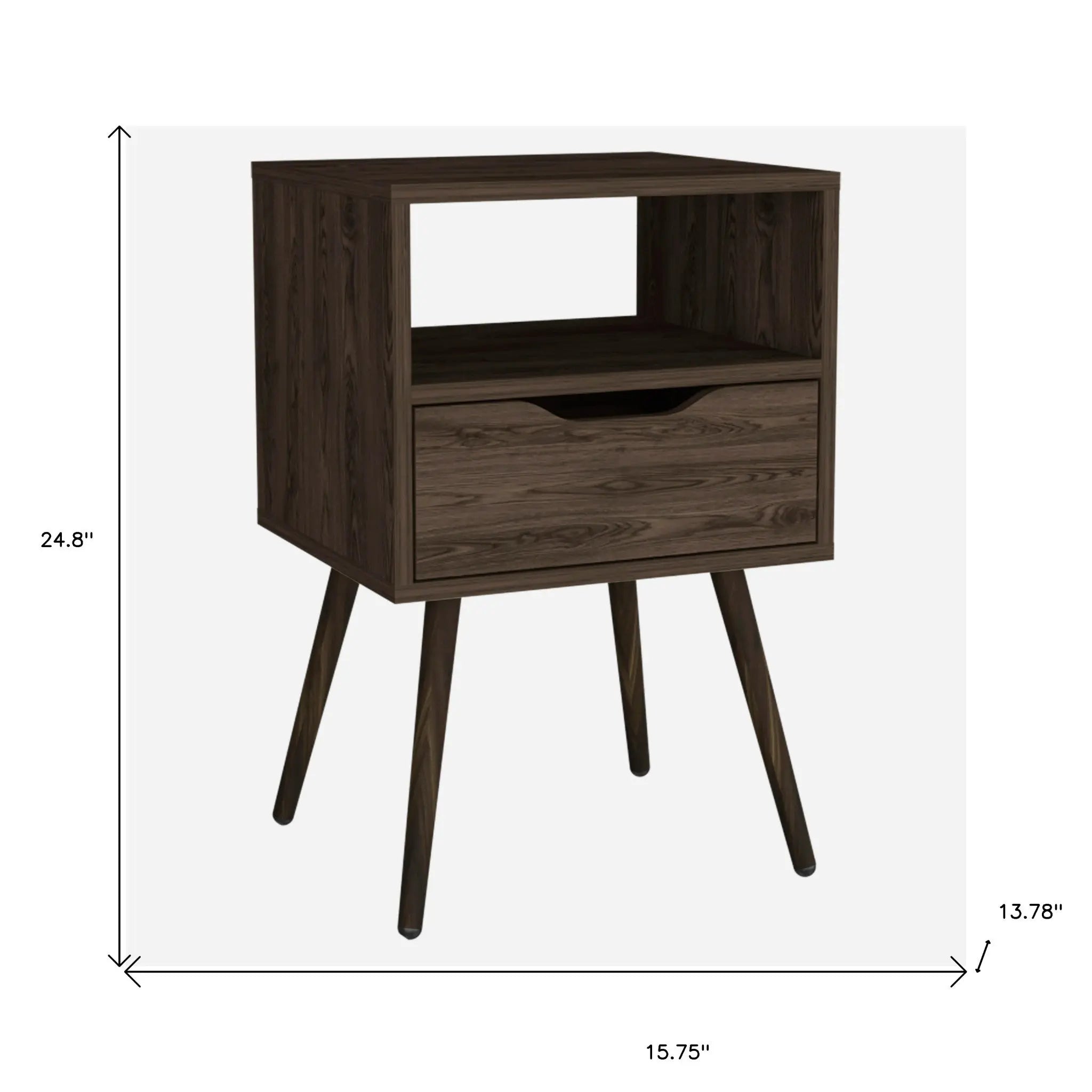 25" Brown Wood One Drawer Nightstand Homeroots Bed & Bath