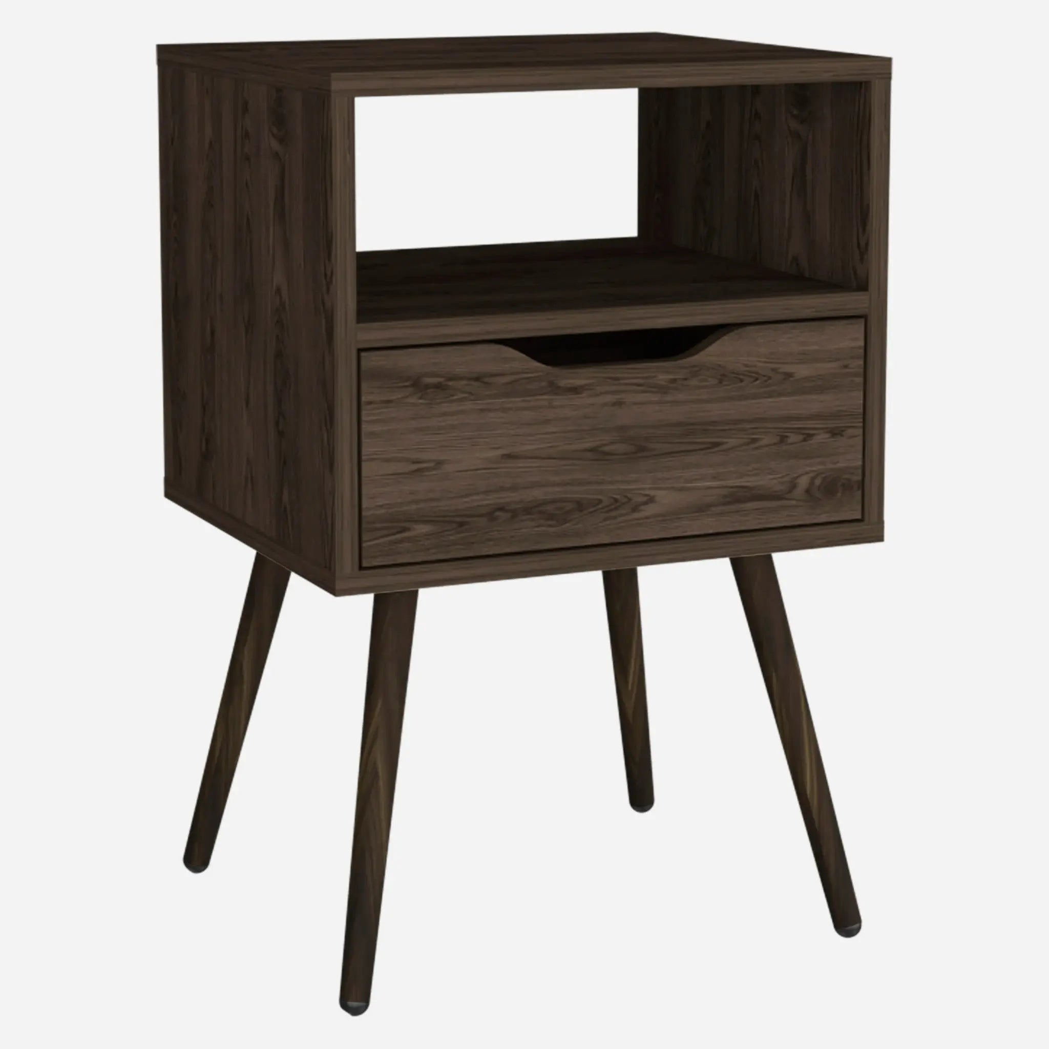 25" Brown Wood One Drawer Nightstand Homeroots Bed & Bath