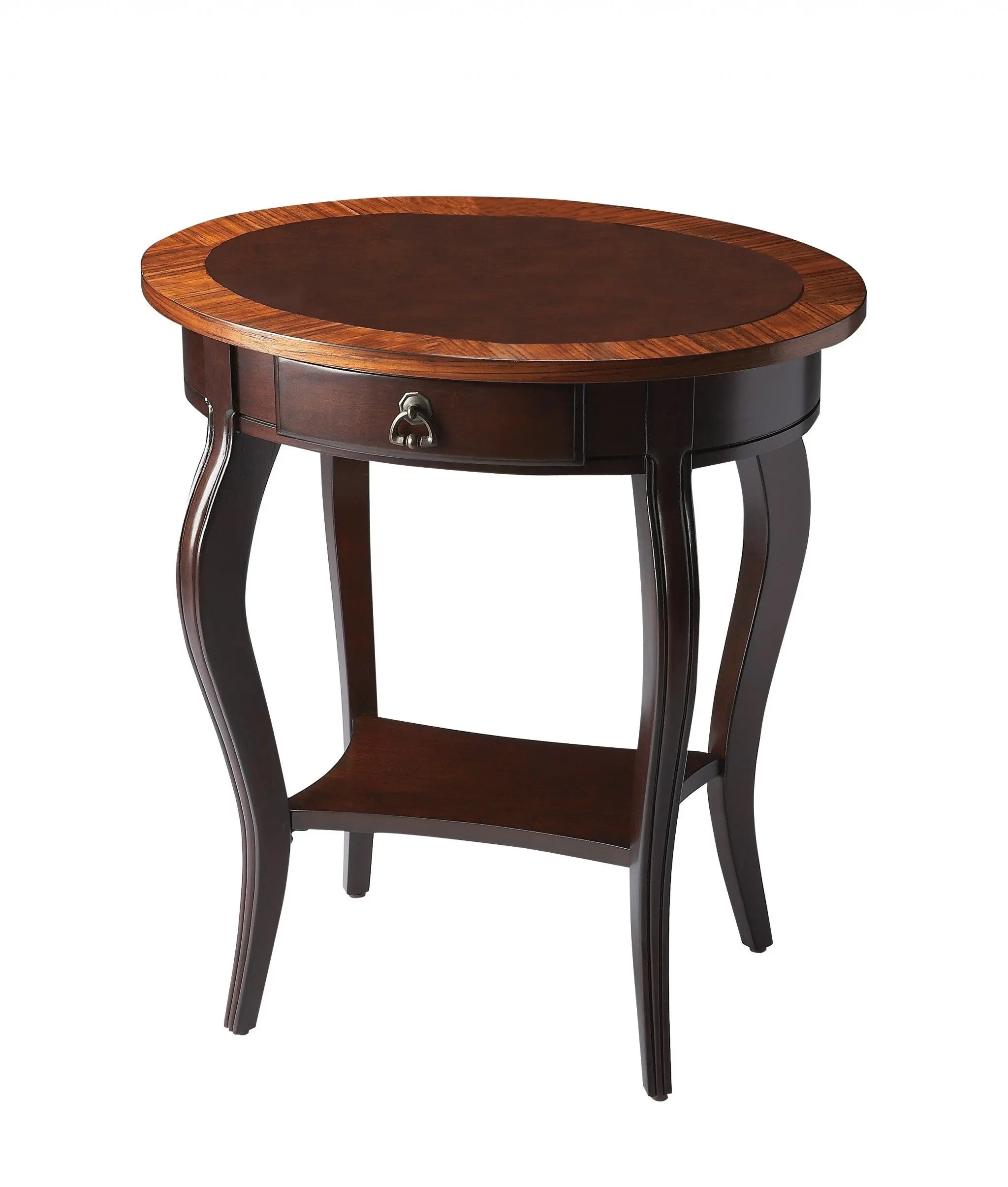 25" Brown Wood Oval Coffee Table With Drawer And Shelf Homeroots Living Room