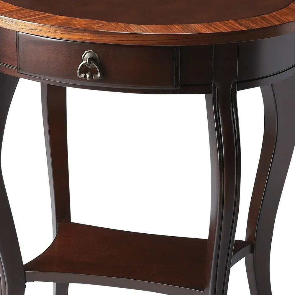 25" Brown Wood Oval Coffee Table With Drawer And Shelf Homeroots Living Room