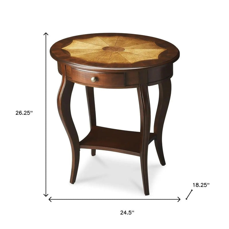 25" Brown Wood Oval Coffee Table With Drawer And Shelf Homeroots Living Room