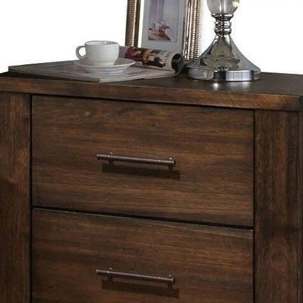 25" Brown Wood Two Drawer Nightstand Homeroots Bed & Bath