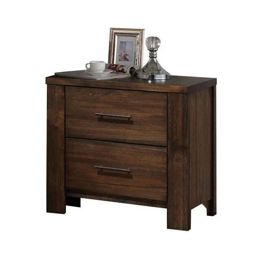 25" Brown Wood Two Drawer Nightstand Homeroots Bed & Bath