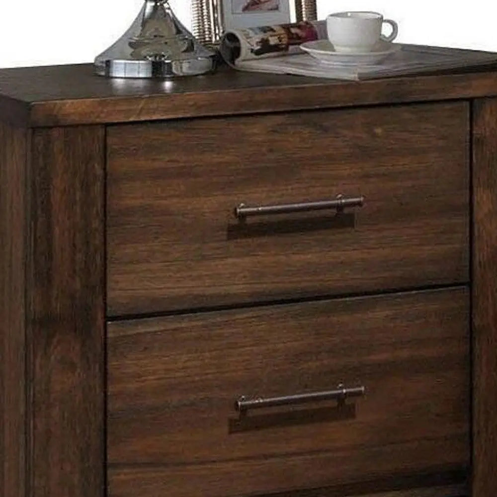 25" Brown Wood Two Drawer Nightstand Homeroots Bed & Bath