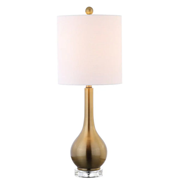 25" Clear Gourd Table Lamp LED With Drum Shade Homeroots Lighting