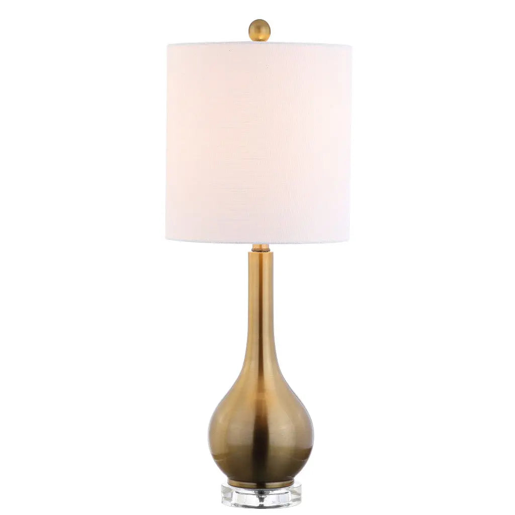 25" Clear Gourd Table Lamp LED With Drum Shade Homeroots Lighting