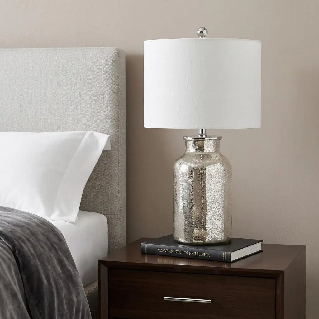 25" Clear Novelty Table Lamp With Drum Shade Homeroots Lighting