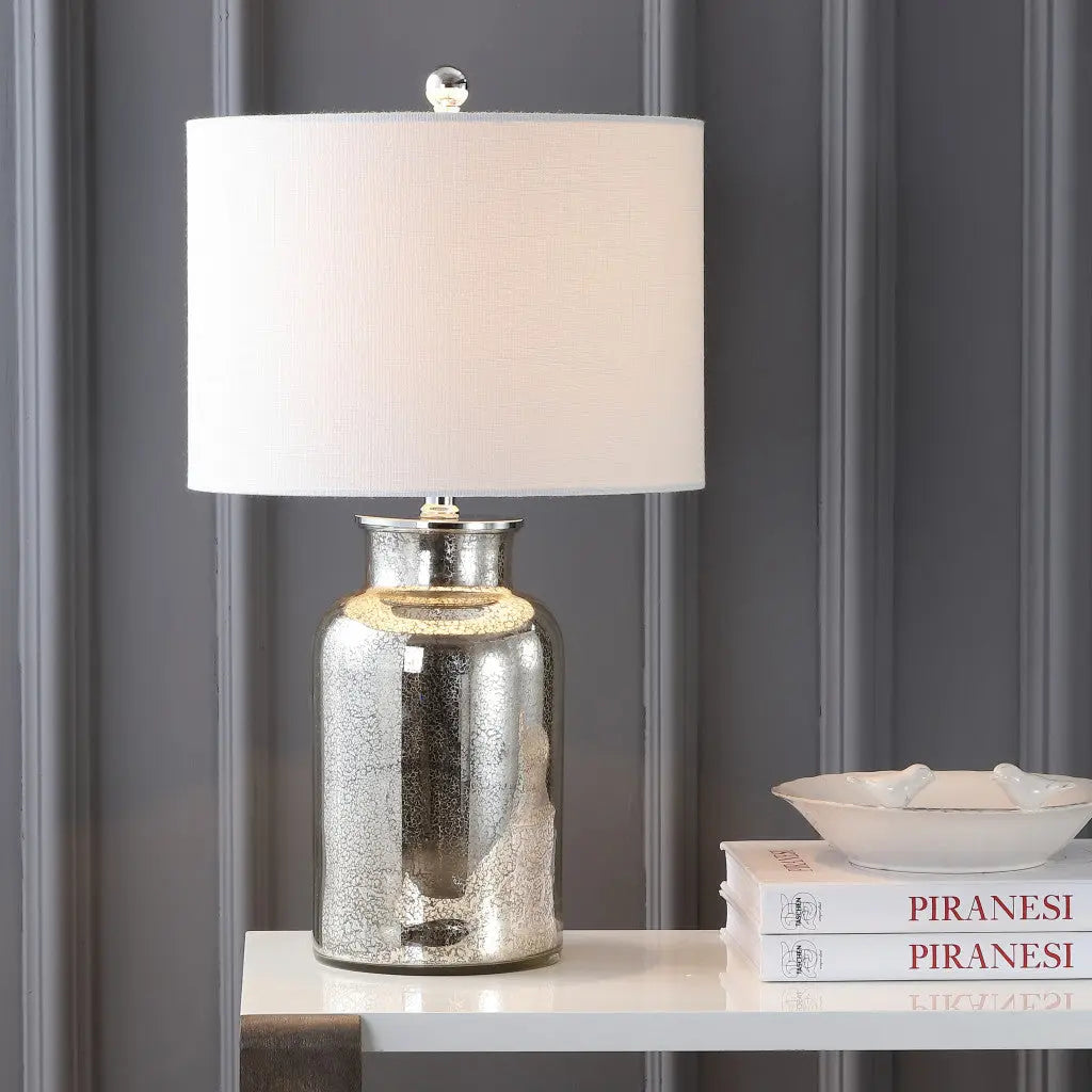 25" Clear Novelty Table Lamp With Drum Shade Homeroots Lighting