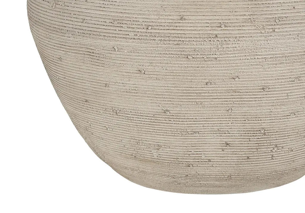 25" Cream Concrete Round Table Lamp With Beige Drum Shade Homeroots Lighting