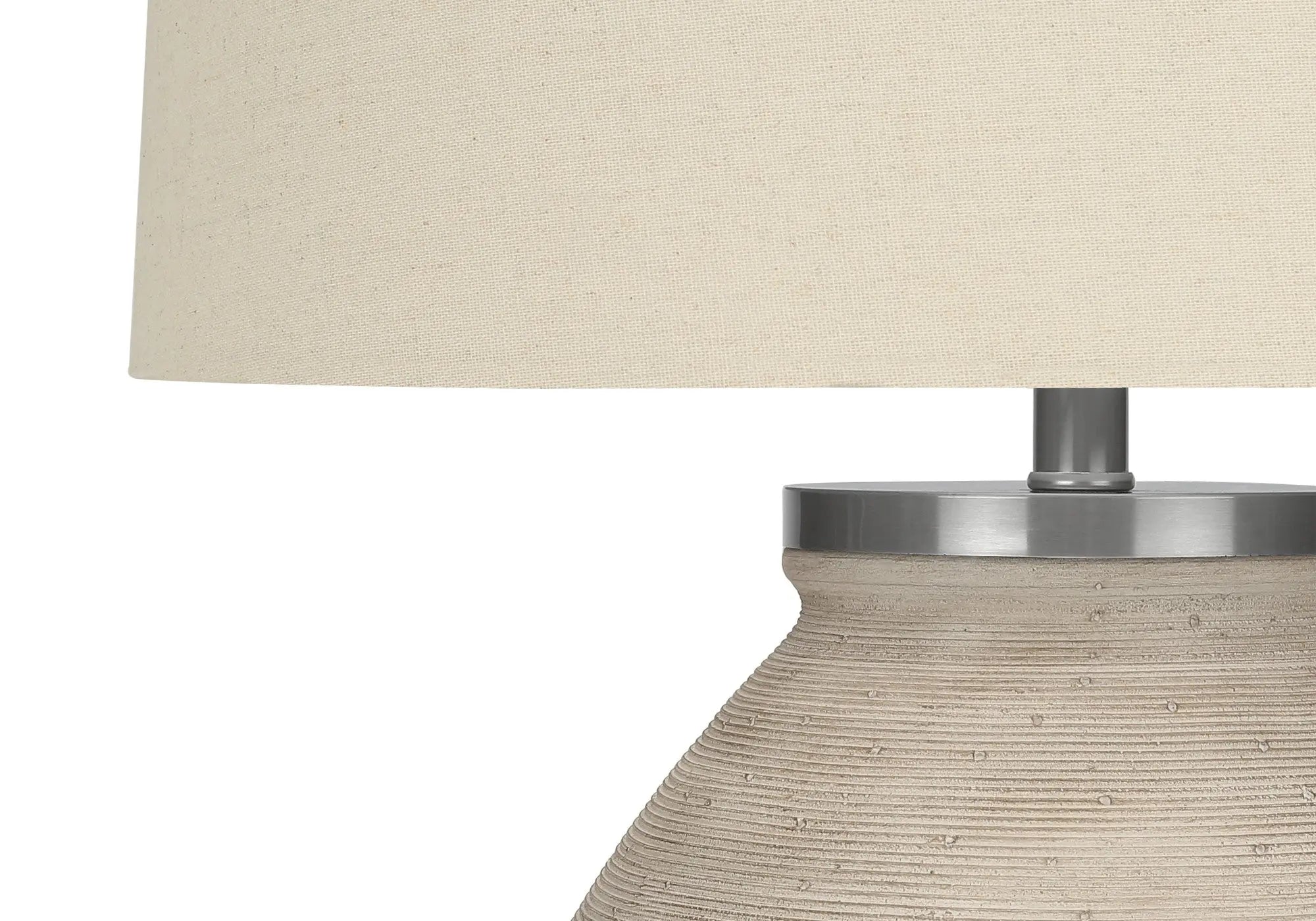25" Cream Concrete Round Table Lamp With Beige Drum Shade Homeroots Lighting