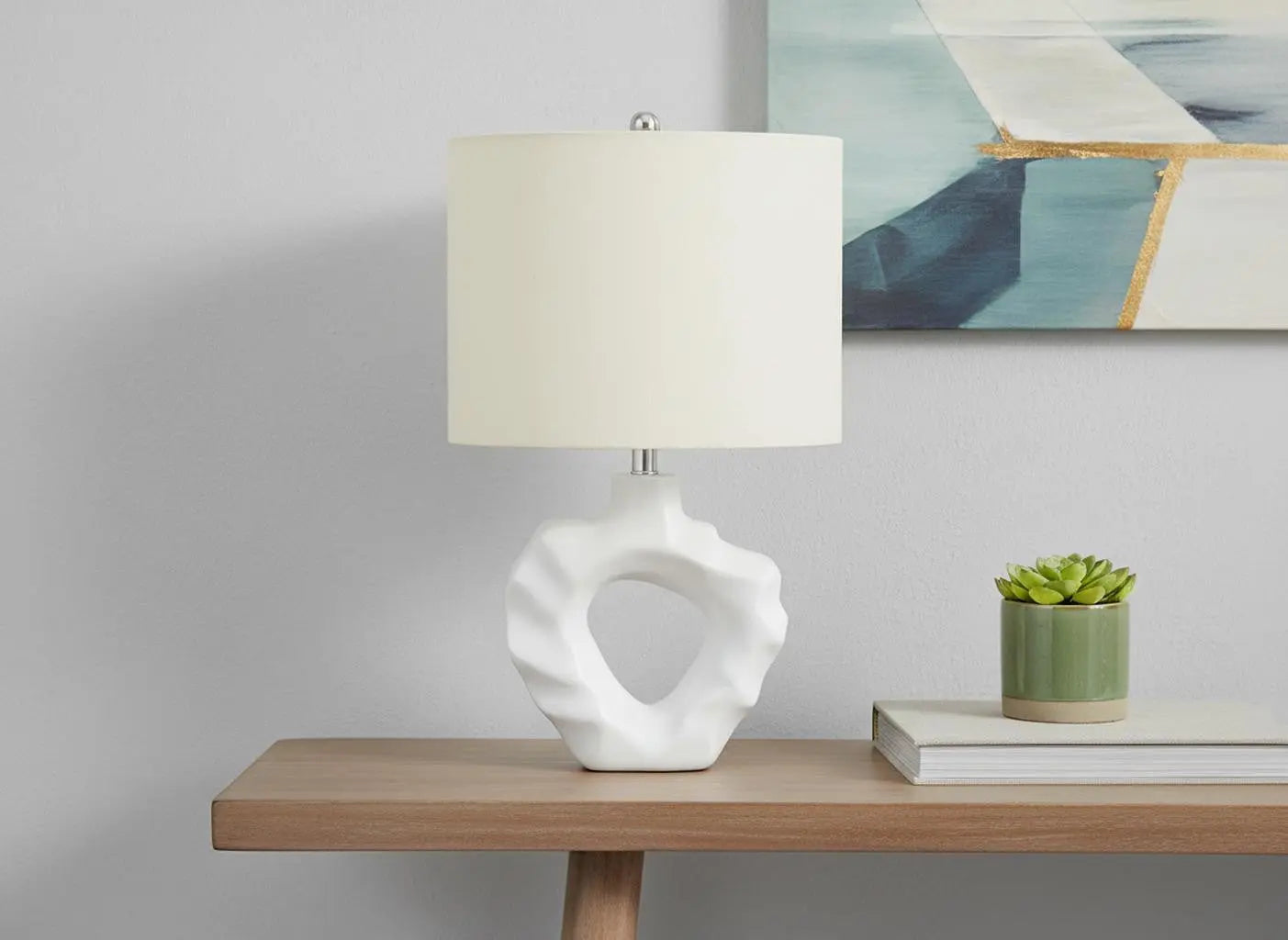 25" Cream Novelty Table Lamp With Cream Drum Shade Homeroots Lighting