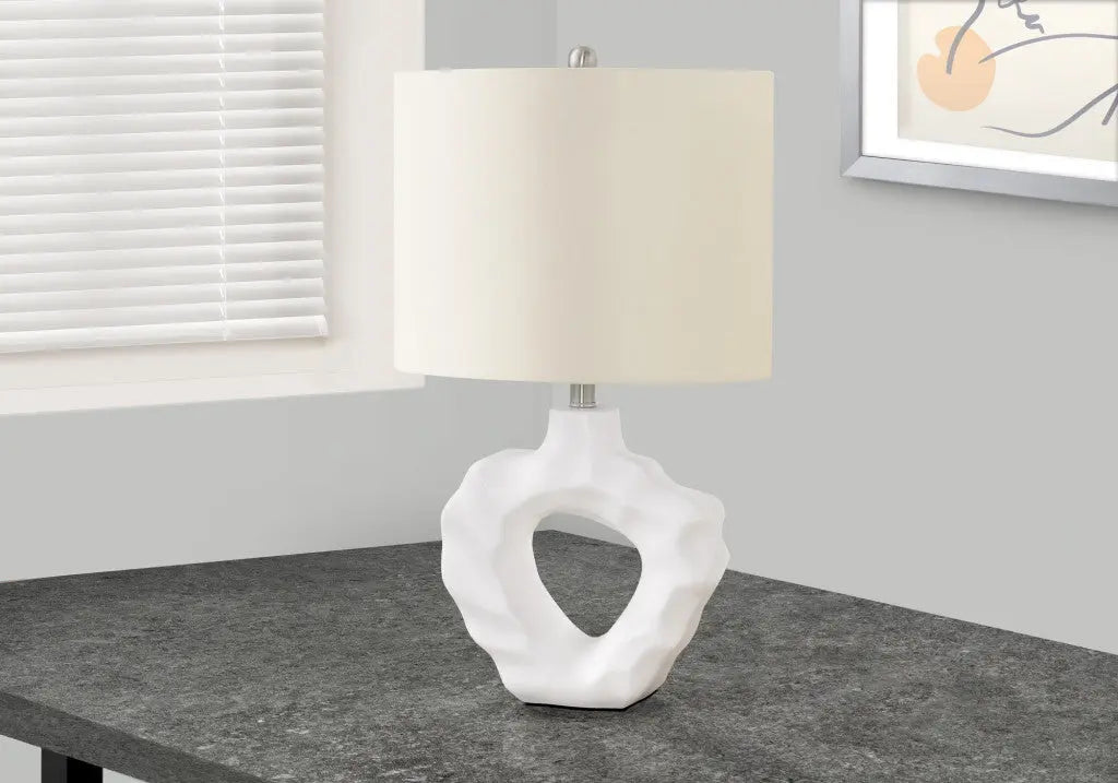 25" Cream Novelty Table Lamp With Cream Drum Shade Homeroots Lighting