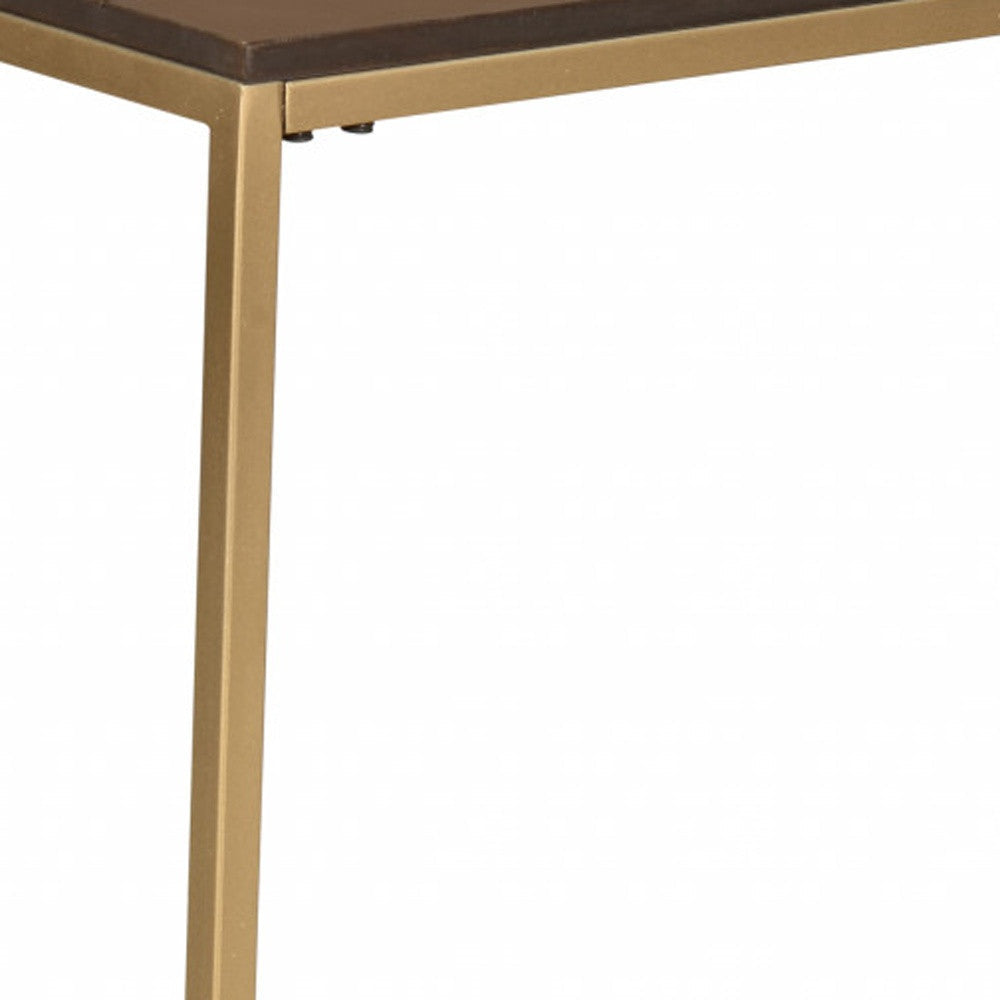 25" Dark Brown Solid Wood And Steel Frame End Table Homeroots Living Room