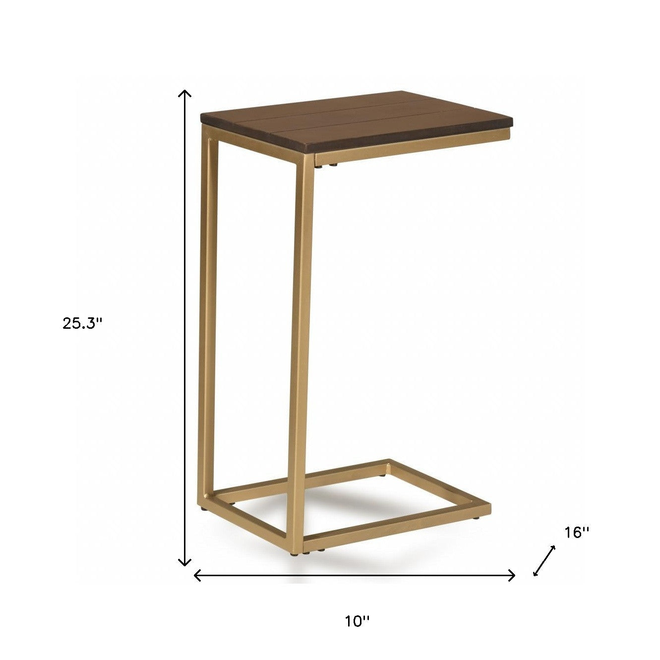 25" Dark Brown Solid Wood And Steel Frame End Table Homeroots Living Room