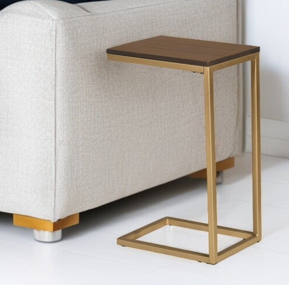 25" Dark Brown Solid Wood And Steel Frame End Table Homeroots Living Room