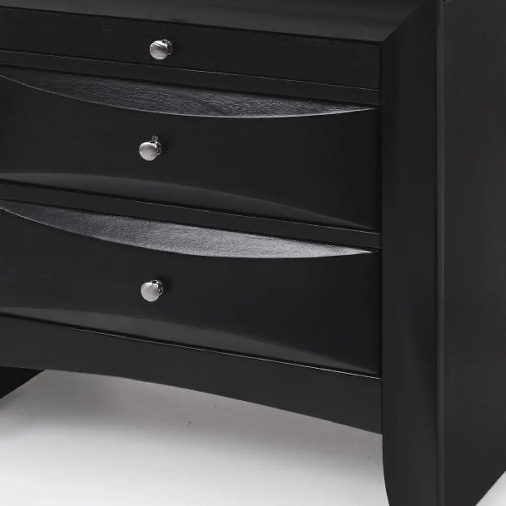 25" Dark Brown Solid Wood Three Drawer Nightstand Homeroots Bed & Bath