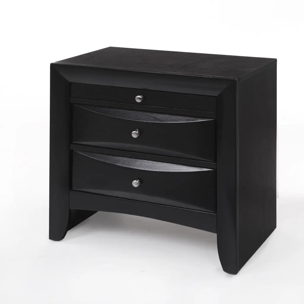 25" Dark Brown Solid Wood Three Drawer Nightstand Homeroots Bed & Bath
