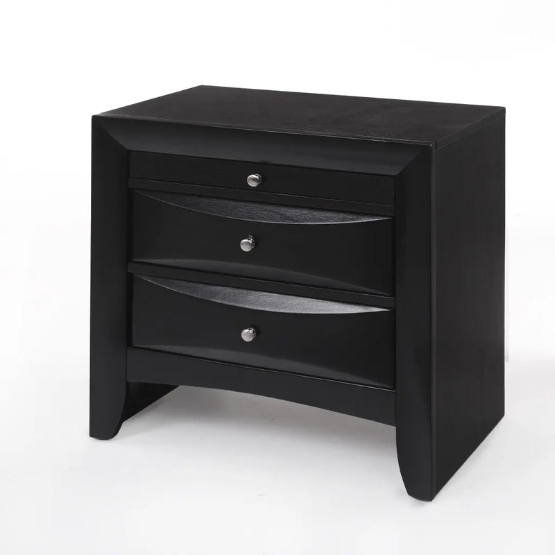 25" Dark Brown Solid Wood Three Drawer Nightstand Homeroots Bed & Bath