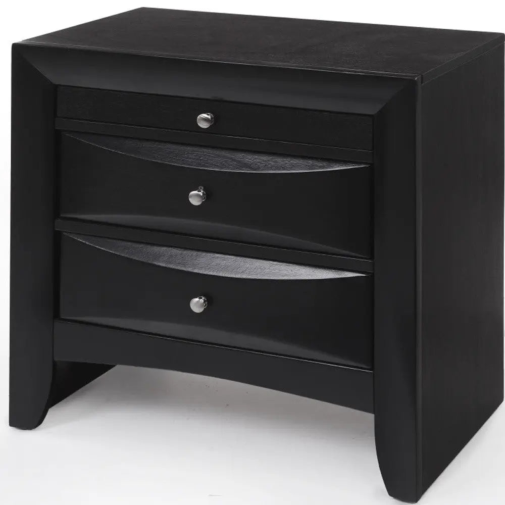 25" Dark Brown Solid Wood Three Drawer Nightstand Homeroots Bed & Bath