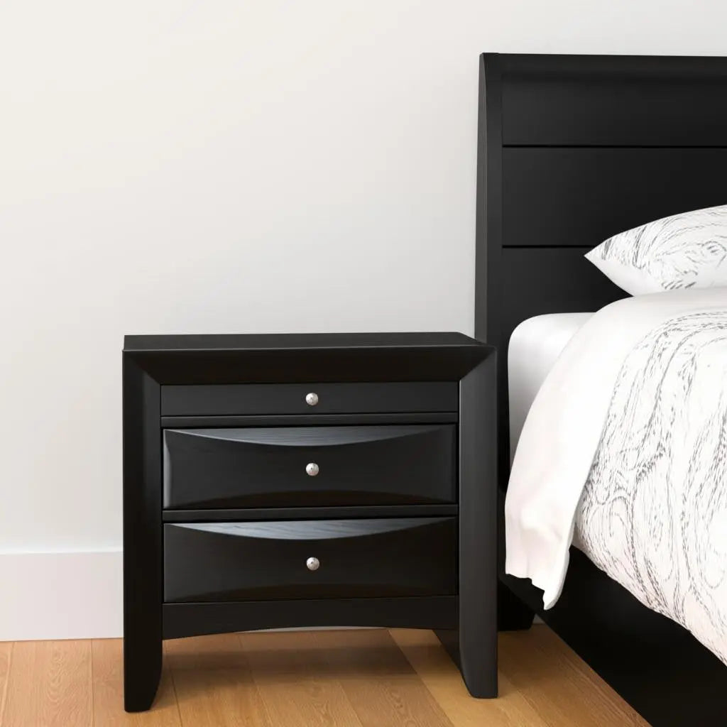 25" Dark Brown Solid Wood Three Drawer Nightstand Homeroots Bed & Bath