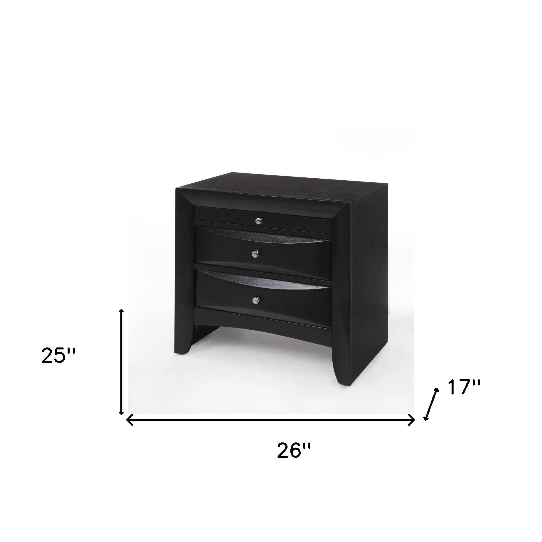 25" Dark Brown Solid Wood Three Drawer Nightstand Homeroots Bed & Bath