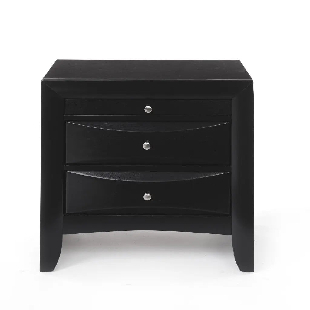 25" Dark Brown Solid Wood Three Drawer Nightstand Homeroots Bed & Bath