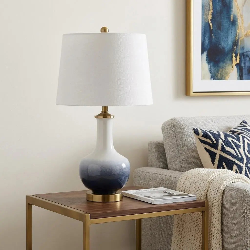 25" Gold Novelty Table Lamp With Drum Shade Homeroots Lighting
